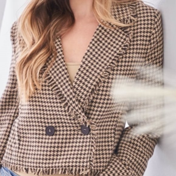 CLASSIC GIRL Houndstooth Blazer COCOA TAN - Picture 6 of 10